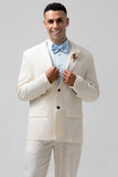 Ivory Notched Lapel Cotton 2 Pieces Formal Men's Suits