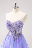 Sparkly Lilac A Line Spaghetti Straps Short Homecoming Dress with Sequins