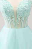 Green A Line Spaghetti Straps Corset Short Homecoming Dress