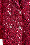 Sparkly Fuchsia Notched Long Women's Blazer