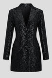 Sparkly Sequins Black Long Sleeves Blazer