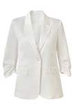 Champagne Notched Lapel Long Sleeves One Button Blazer