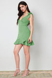 Green Short Bodycon Party Dress with Ruffles