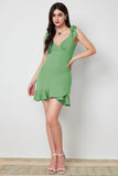 Green Short Bodycon Party Dress with Ruffles