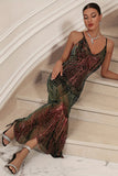 Sparkly Black Sheath Sequined Spaghetti Straps Long Ball Dress