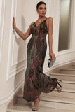 Sparkly Black Sheath Sequined Spaghetti Straps Long Ball Dress