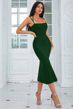 Dark Green Mermaid Spaghetti Straps Corset Long Ball Dress