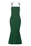 Dark Green Mermaid Spaghetti Straps Corset Long Ball Dress