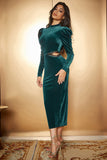 Peacock Green Mermaid Round Neck Ball Dress with Slit