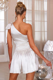 White One Shoulder Hollow Out Short Homecoming Dress