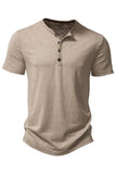 Khaki Regular Fit Crewneck Men's Polo Shirt with Button