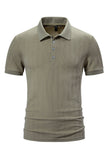 White Knit Cotton Short Sleeves Slim Fit Men's Polo Shirt