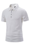 White Knit Cotton Short Sleeves Slim Fit Men's Polo Shirt