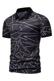 White Pattern Print Short Sleeves Men's Polo Shirt