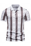 Black Pattern Printed Short Sleeves Men's Polo Shirt