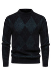 Light Khaki Men's Round Neck Knit Printed Sweater