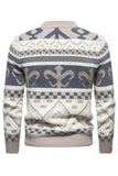 Men's Slim Fit Khaki Pullover Printed Knitted Sweater