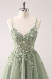 A Line Blush Spaghetti Straps Tulle Corset Sequins Homecoming Dress with Appliques