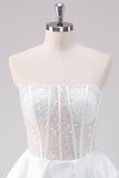 Sparkly White A-Line Strapless Short Homecoming Dress