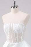 Sparkly White A-Line Strapless Short Homecoming Dress