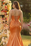 Fuchsia Mermaid Corset Spaghetti Straps Plus Size Prom Dress with Slit