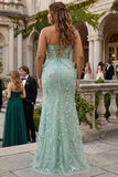 Sage Plus Size Mermaid Appliqued Sweetheart Long Prom Dress with Slit
