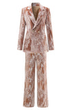 Dusty Rose Velvet Notched Lapel Sequins 2 Pieces Suits