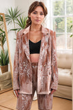 Dusty Rose Velvet Notched Lapel Sequins 2 Pieces Suits