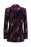 Sparkly Purple Shawl Lapel Sequins Prom Blazer