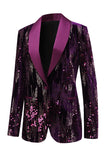 Sparkly Purple Shawl Lapel Sequins Prom Blazer