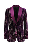 Purple Shawl Lapel Sequins Prom Blazer