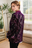 Purple Shawl Lapel Sequins Prom Blazer