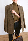 Notched Lapel Plaid Loose Women's Blazer