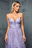 Light Purple A Line Spaghetti Straps Tulle Ball Dress