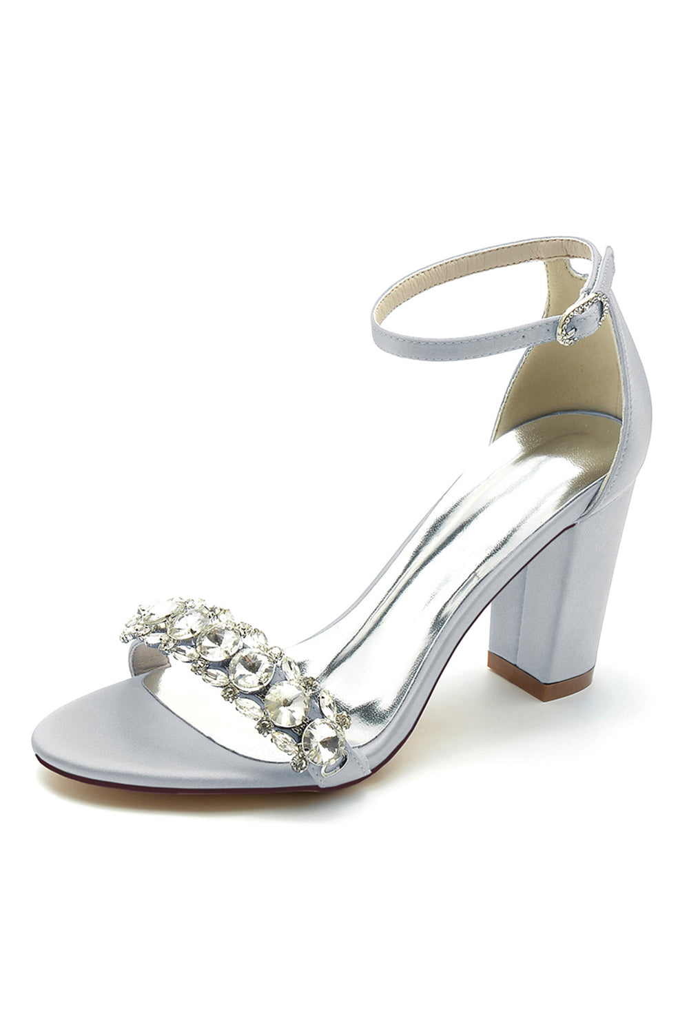 Royal Blue Rhinestone Ankle Straps Prom Sandals Silver US6