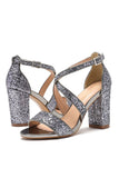 Grey High Heel Sandal Ankle Strap