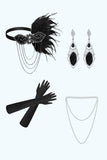 Black 1920s Party Four Pieces Accessories Sets