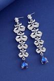 Royal Blue Leaf Tassel Water Drop Long Earrings