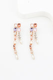 Champagne Crystal Colorful Tassel Stud Alloy Earring