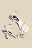 Black PU Leather Ankle Strap High Heel Sandals