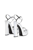 Golden Open Toe Ankle Strap Chunky Heel Sandals