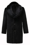 Black Men's Luxury Faux Fur Winter Long Coat