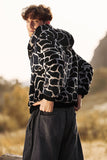 Leopard Faux Fur Zip-Up Hoodie Long Sleeves Men's Coat