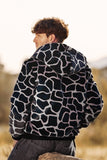 Leopard Faux Fur Zip-Up Hoodie Long Sleeves Men's Coat