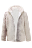 Men's Ivory Faux Fur Zip-Up Hoodie Coat