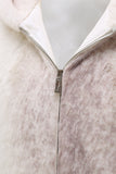 Men's Ivory Faux Fur Zip-Up Hoodie Coat