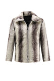 White Printed Lapel Fitted Men's Faux Fur