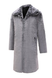 Grey Fluffy Long Sleeve Faux Fur Coat with Pockets