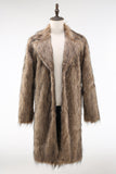 Khaki Fluffy Long Faux Fur Coat