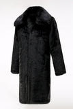 Fluffy Black Faux Fur Coat with Pockets